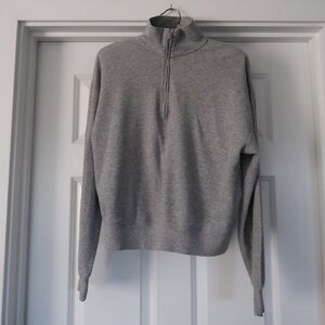 Sunday Best Gray Zip-Up Waffle Knit Sweater